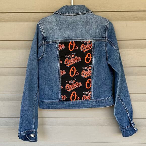 Upcycled Denim Child's Jacket Baltimore Orioles Size 7 - Picture 1 of 7